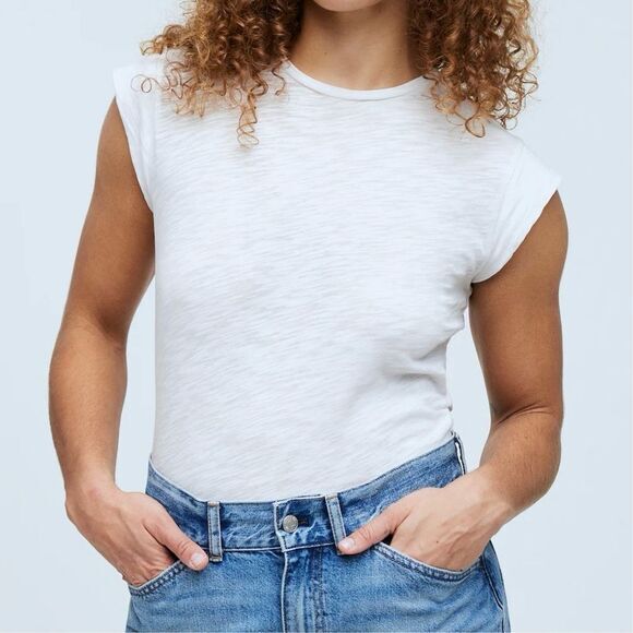 Madewell Tops - NWT Madewell Women's Slub Crewneck Muscle Tee White Size M Casual Basic‎